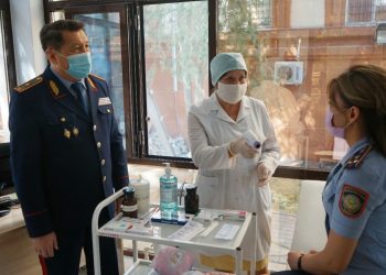 Работу медицинского пункта проверил начальник ДП Жамбылской области