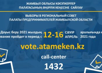 ЖАМБЫЛ ОБЛЫСЫ КӘСІПКЕРЛЕР ПАЛАТАСЫ ӨҢІРЛІК КЕҢЕСІНЕ САЙЛАУ: 91 КАНДИДАТ