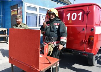 «Ауыл береке» ЖШС базарында шартты өртті сөндіру бойынша  өрт-тактикалық оқу-жаттығу өткізілді