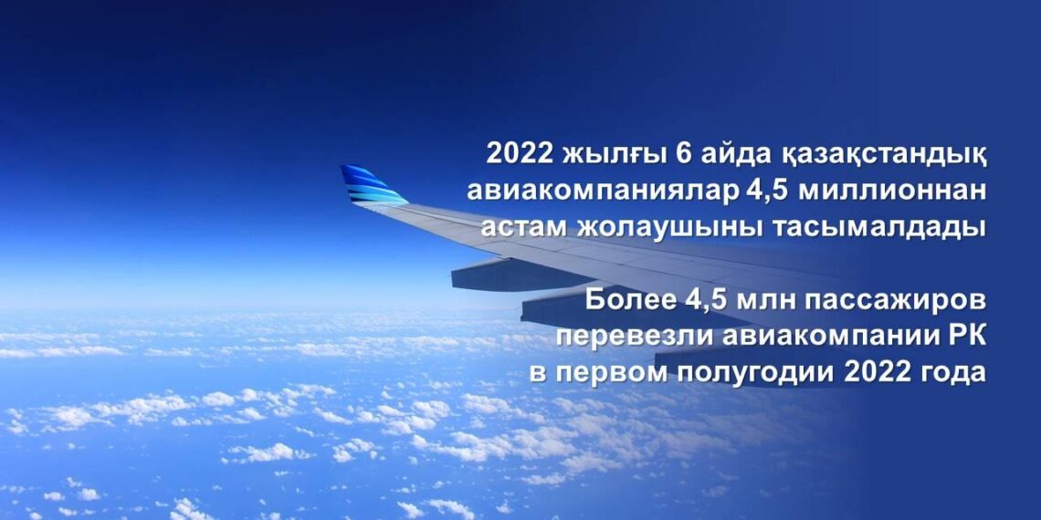 2022 жылғы 6 айда қазақстандық авиакомпаниялар 4,5 миллионнан астам жолаушыны тасымалдады