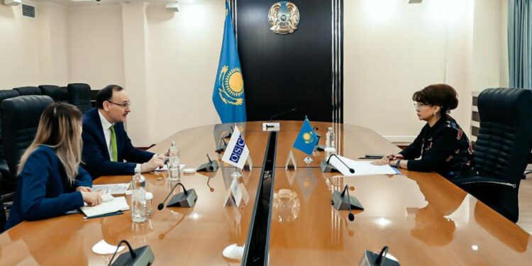 Аида Балаева Астанадағы ЕҚЫҰ бағдарламалар кеңсесінің басшысы Фолькер Фробартпен кездесті
