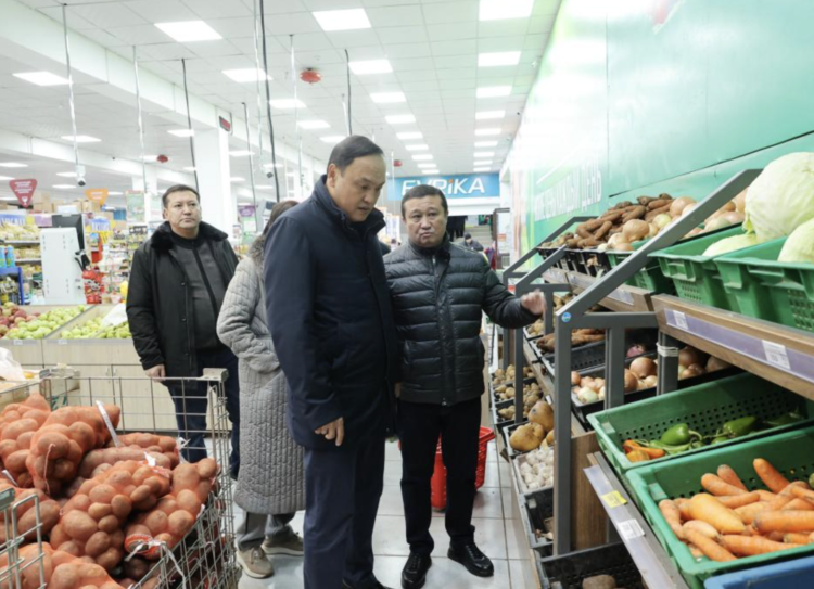 Қаршөкеев шатыры өртенген үй жағдайымен танысып, азық түлік бағаларын тексерді