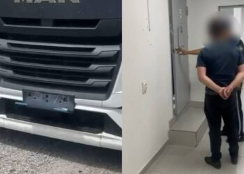 Жамбыл облысында жүк көлігінің нөмірін жасырған шетелдік жүргізуші жазаланды