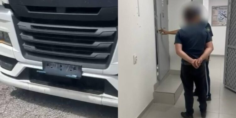 Жамбыл облысында жүк көлігінің нөмірін жасырған шетелдік жүргізуші жазаланды