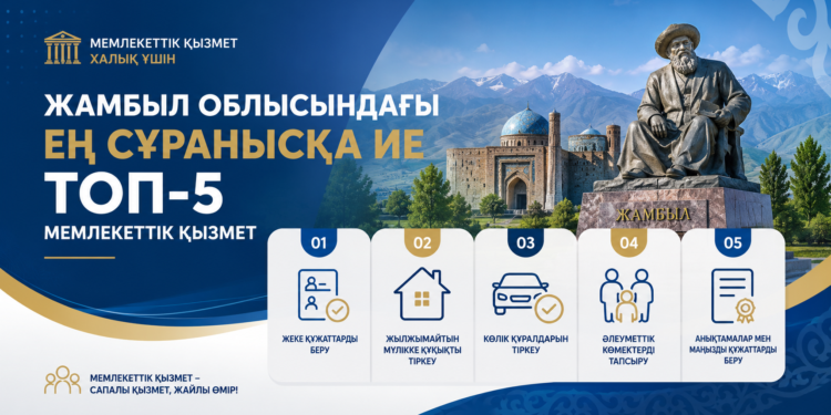 Жамбыл облысындағы ең сұранысқа ие ТОП-5 мемлекеттік қызмет