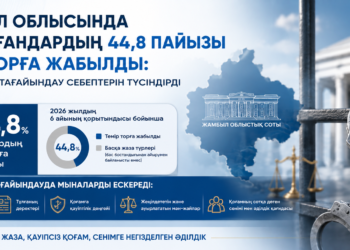 Жамбыл облысында сотталғандардың 44,8 пайызы темір торға жабылды: соттар жаза тағайындау себептерін түсіндірді