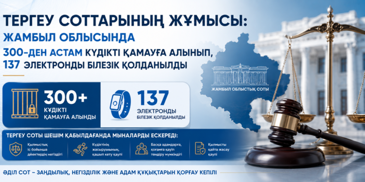 Жамбыл облысында 300-ден астам күдікті қамауға алынып, 137 электронды білезік қолданылды